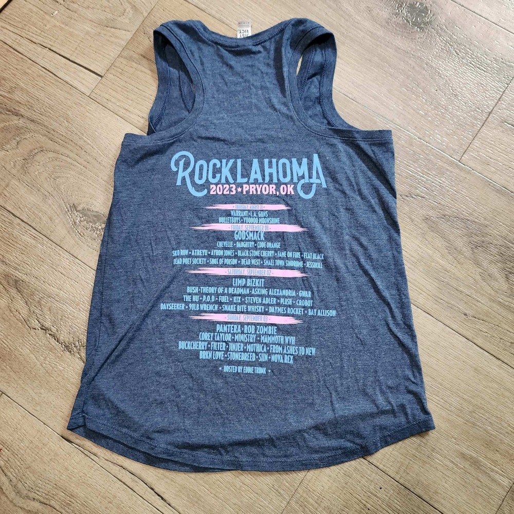 Rocklahoma 2023 Concert Tank Top Pantera Rob Zombie Godsmack Navy Blue Medium